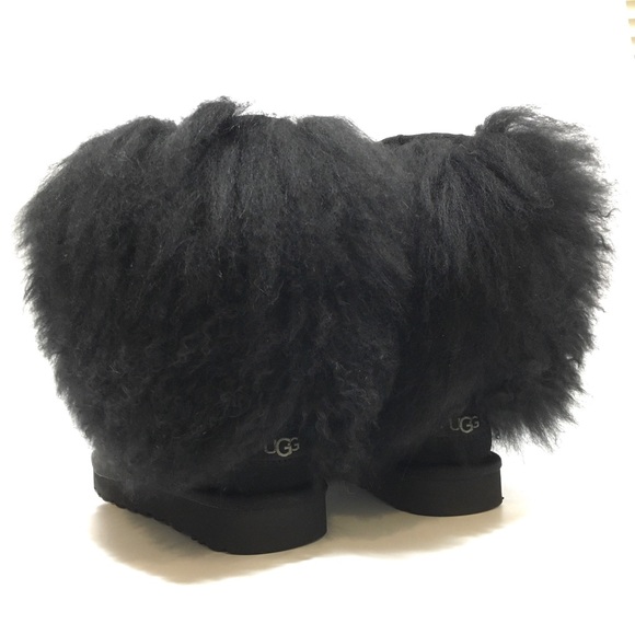 UGG MONGOLIAN CLASSIC SHORT SHEEPSKIN CUFF BOOTS -BLACK SUEDE -WOMENS US 5 -NEW - Picture 5 of 10